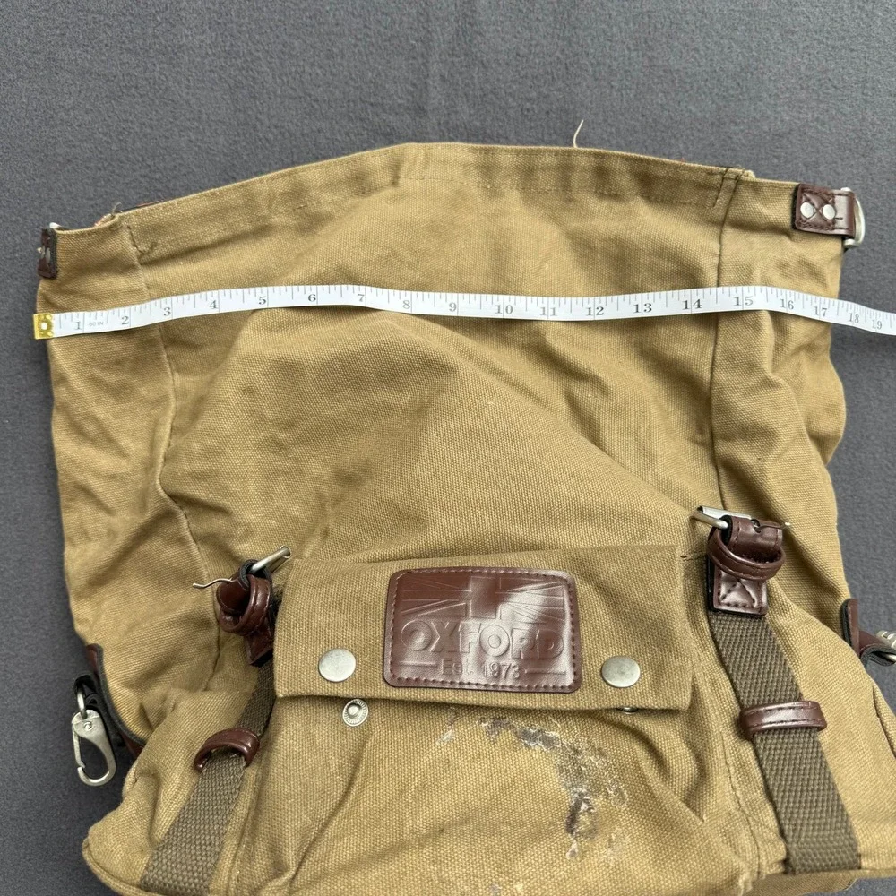 Oxford Heritage Roll Top Pannier Bag Khaki Canvas Motorcycle Tail Bag Retro